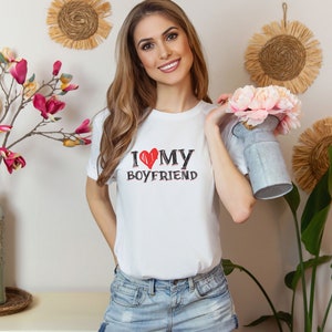 I Love My Boyfriend T-shirt, I Heart My Boyfriend Shirt, Valentine&#39;s Day TShirt, Valentine Gift for Girlfriend, Shirt For Him Her Unisex