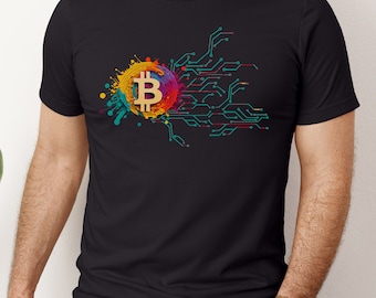 Bitcoin-waterverf-T-shirt: cadeau cryptohandelaar