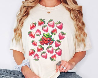 Camisa de fresa con colores cómodos: Fruta kawaii, ropa bohemia