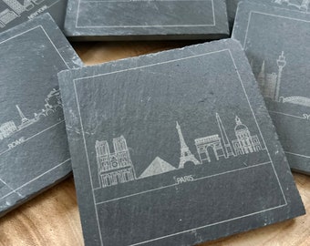 Sous verres Ardoise Villes du monde