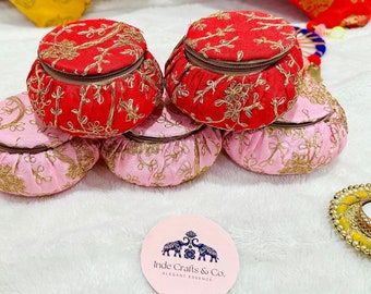 5xWedding Return Gift Matki Box | Indian Wedding favor handmade Embroidered Women Bangles Box | Jewelry Box | Haldi Mehndi Ceremony