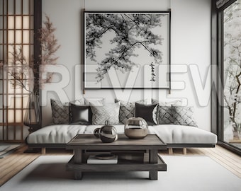 Pacchetto di 10 mockup di cornici in stile Japandi, mockup di arte murale digitale, mockup di poster, mockup di arte con cornice modello, mockup di cornice PSD, mockup