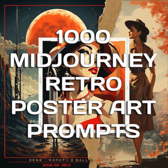 1000 Midjourney Prompts for Creating Retro Poster Art , Digital Art , Generate Art with AI , Instant Access , Copy Paste , With Tutorial