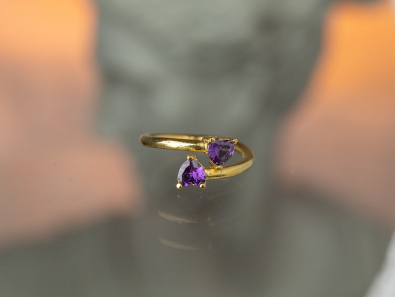 Minimalist Purple Zircon Ring, Handmade Rings, Anniversary gift, Bridesmaid Jewelry, Gift For Her, Gift For Women, Gold Plated Rings image 3