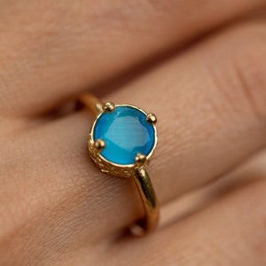 Aquamarine Handmade Unique Ring, Anniversary Cute Gift, Bridesmaid Gift, Handmade Jewelry Rings, Wedding Gift, Gift For Her, New Mom Gift image 5