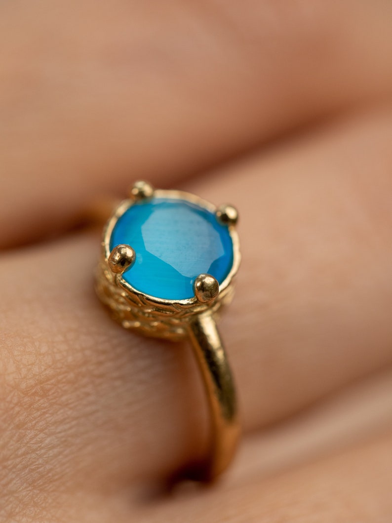 Aquamarine Handmade Unique Ring, Anniversary Cute Gift, Bridesmaid Gift, Handmade Jewelry Rings, Wedding Gift, Gift For Her, New Mom Gift image 6