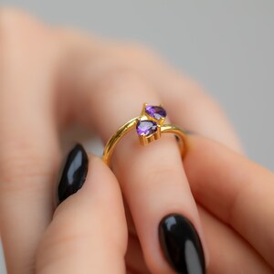 Minimalist Purple Zircon Ring, Handmade Rings, Anniversary gift, Bridesmaid Jewelry, Gift For Her, Gift For Women, Gold Plated Rings image 4
