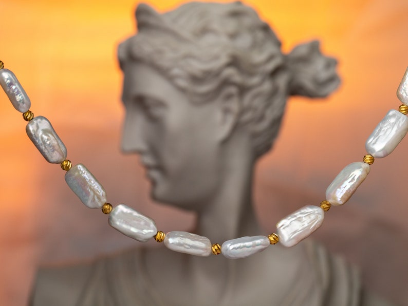 Handmade Baroque Pearl Necklace, Birthday Gift, Perfect Gifts for Her on Wedding, Handmade Jewelry, Bridal Jewelry, Mother's Day Unique Gift image 1