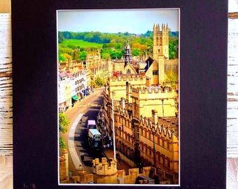 Oxford High Street, Matted 8 x 10 Wall Art, C.S. Lewis Inspired