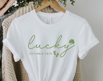 Personalised Lucky St Patricks Day Pregnancy Announcement Shirt | Lucky Shirt | Irish Shirt | Pregnancy reveal