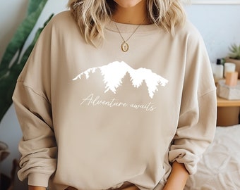 Adventure Awaits | Forest Sweatshirt | Mountain Sweatshirt | Wanderlust Shirt | Hiking Shirt