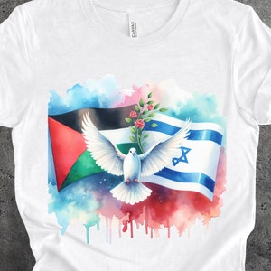 Peace For Palestine and Israel Shirt | Charity Donation | Israel and Palestine Flags | Israel and Palestine Shirt