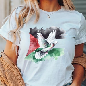 Frieden für Palästina Shirt | Free Palästina T-Shirt | Wohltätigkeitsspende | Palästina-Flaggen-Shirt | Palästina-Friedenstaube Shirt | Landkarte Palästina
