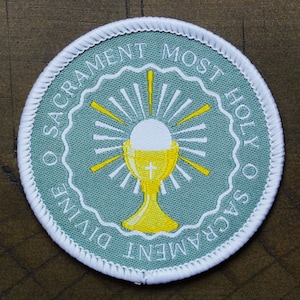 O Sacrament Most Holy - Eucharist (Slate Gray) | Christian Woven Patch