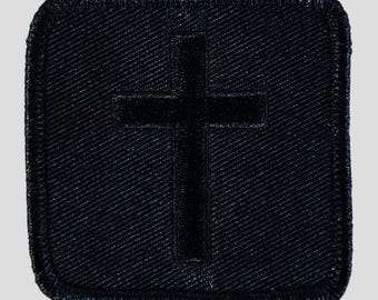 Blackout Cross | Christian Embroidered Patch Iron On