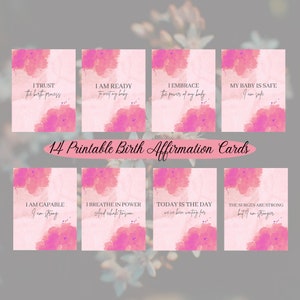 14 cartes d'affirmation de naissance imprimables | cartes d'affirmation numériques | indispensables sage-femme & doula | cadeau de douche de bébé