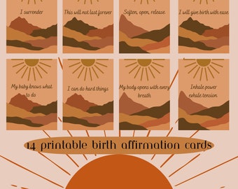 14 Positive birth affirmations | printable affirmation cards | midwife | doula essentials | baby shower gift