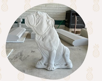 Majestic Cast Stone Dog Statue - 100% Cast Stone, Customizable, Large Size - Perfect Yard Decor for Outdoor Garden and Front Door Entrance