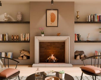 Rock Ember Cast Stone Fireplace Mantel Surround