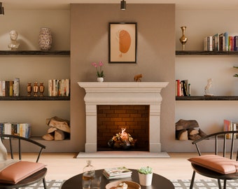 Illuminated Oasis Cast Stone Fireplace Mantel Surround