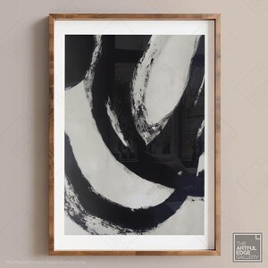 Blue and White Contemporary Art Print Digital Download Minimalist Brush Stroke Wall Decor Wall Art Download Mid Century Modern Wall Art