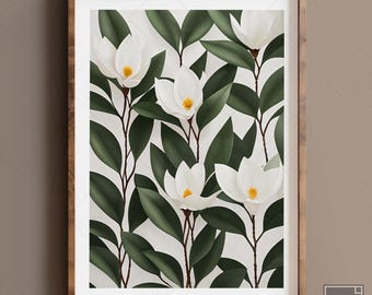Modern Magnolia Digital Art Printable Botanical Wall Decor Elegant Floral Print Art Modern Art Decor Botanical Decor Floral Wall Decor