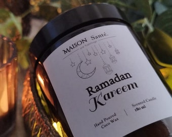 Ramadan Kareem 2024 - Relax & Refresh, Lavender and Lemon hand-poured scented candles. Made in Essex UK, Coconut Wax, Vegan Friendly