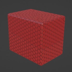 May include: Red textured box with a scaly pattern.