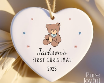 Baby's First Christmas Ornament - Boys Christmas Ornament - Personalized Christmas Ornament - Boys Christmas Gift - Baby Boy Ornament - Bear