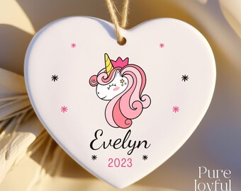 Unicorn Christmas Ornament - Personalized Girls Christmas Ornament - Kids Christmas - Baby's First Christmas Ornament - Custom Girls Gift