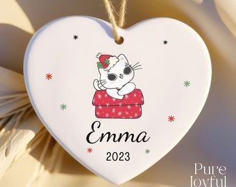 Baby's First Christmas Ornament 2026 - Personalized First Christmas Baby Ornament - Baby Name Gift - Baby Boy - Custom Ornament - Cute Cat