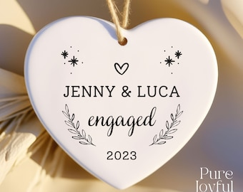 Personalized Engaged Ornament - Engagement Gift - Our First Christmas Engaged Ornament - Couple Gift - Newly Engaged - Gift for Couple