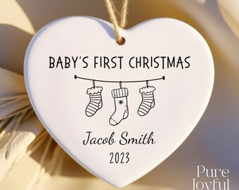 Baby's First Christmas Ornament - Personalized First Christmas Ornament - Baby Name Gift - Baby Boy, Girl - Stockings - Custom Baby Keepsake