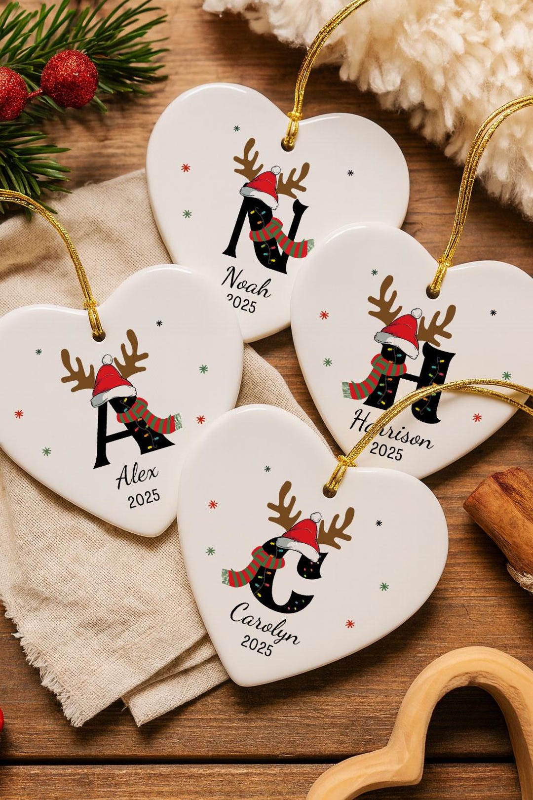Personalized Family Christmas Ornament 2025 Custom Initial Ornament ...