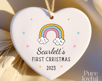 First Christmas Ornament Baby Girl - Personalized Christmas Ornament - Girls Christmas Ornament - Custom Girls Gift - Newborn - Rainbow