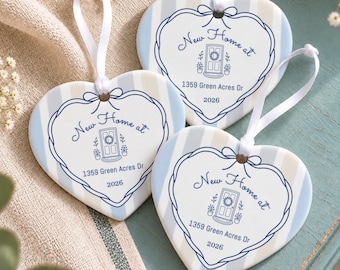 Our New Home 2026 Ornament, Personalized Housewarming Gift, Custom Ceramic Heart Keepsake, First Christmas New Homeowner Decor Gift