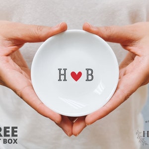 Personalized Engagement Gift, Initial Ring Dish, Gift For Bride and Groom, Bridesmaid Proposal Gift, Bridal Shower, Couple Anniversary Gift