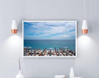 French Riviera Beach Club Print: Coastal Photography, Nice France