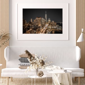 Manhattan Skyline at Night, Downtown Manhattan View, NYC Cityscape, Night Photography, Skyline Print, New York Decor, City Lights Picture