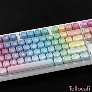 Pastel Rainbow MOA-tangentsats, 121-tangenters PBT femsidigt färgämne för ANSI- och ISO MX-tangentbord