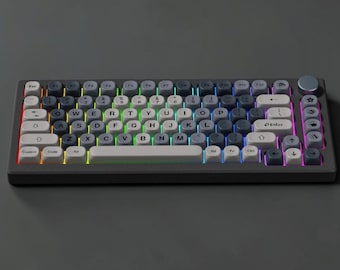 Zestaw nakładek klawiszy Gradient Gray, zestaw niestandardowych nakładek klawiszy PBT, układy ISO/ASNI, 134 nakładki klawiszy z nadrukiem sublimacyjnym do przełączników Cherry MX