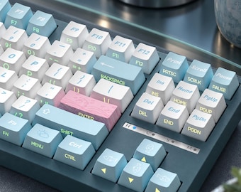Set di copritasti Ocean, 128 tasti profilo Cherry, stampa a sublimazione in PBT, copritasti con stampa laterale traslucida, per tastiera meccanica MX