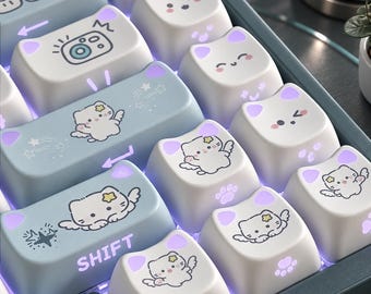 Set di tasti, tasti in PBT, set di tasti MX, tasti 3D, tasti con simpatici gatti, set di tasti trasparenti