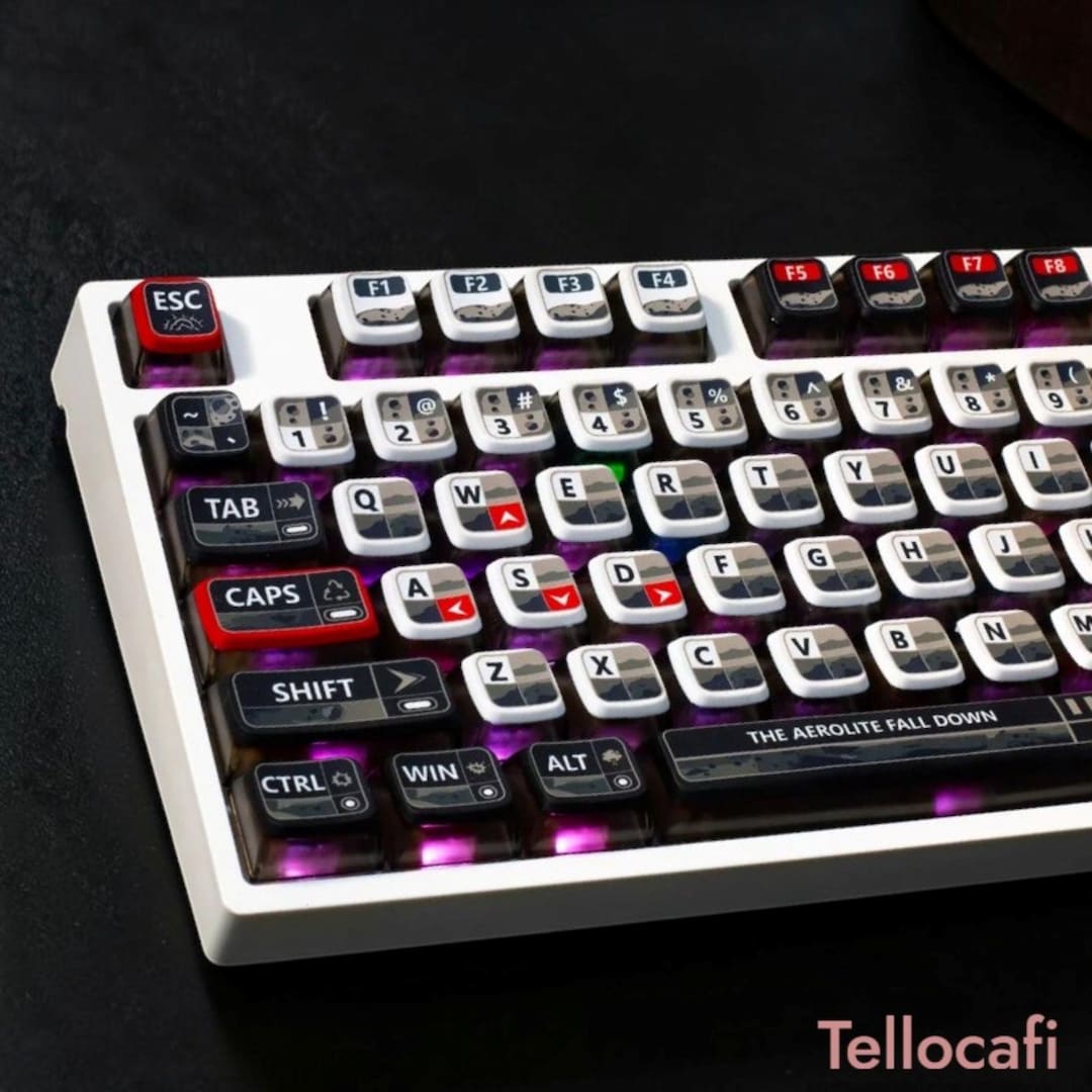 Keycaps Gamer Meteorite Translucent Keycaps, Gamer Keycaps, PBT PC Keycap Set, Black ...