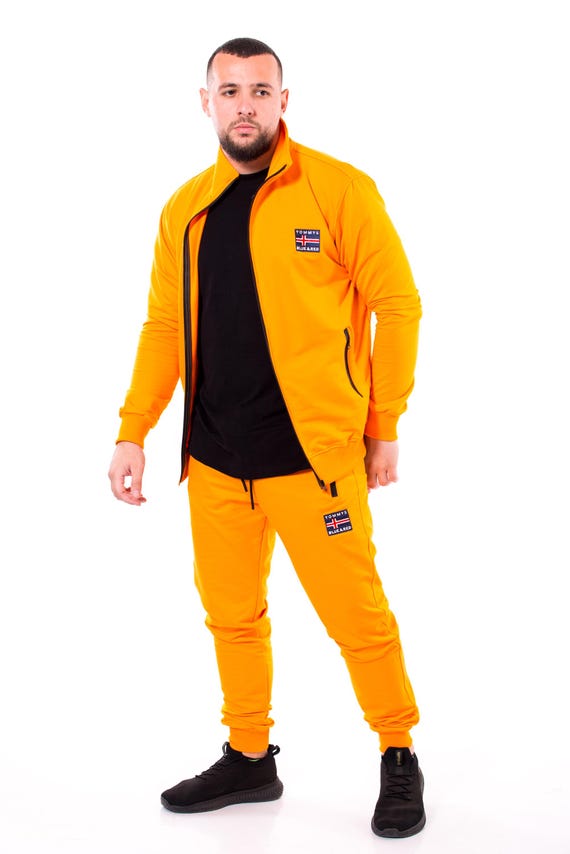 Men Tracksuit in Orange Men Sweatsuit Set Two Piece Tracksuit Zip up Jacket and Sweat Pants Etsy UK