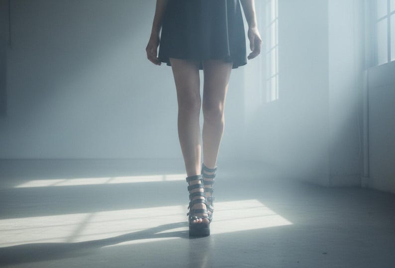 Black Platform Gladiator Sandals, Chunky Wedge Leather Shoes, Avant Garde Festival Sandals, Designer Footwear image 9