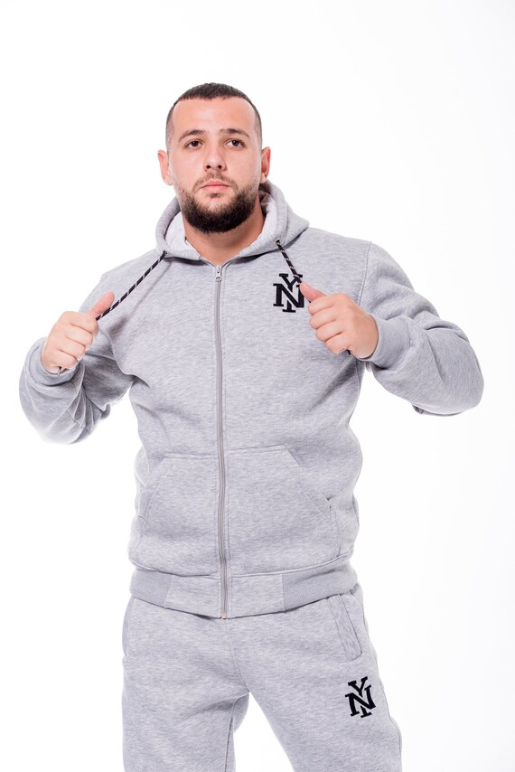 Men Sweatsuit in Light Grey Men Tracksuit Zip up Hoodie and Track Pants Etsy UK