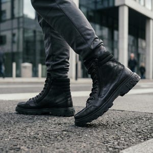 Chunky Black Leather Platform Boots Avant Garde Minimalist Statement Shoes Handmade