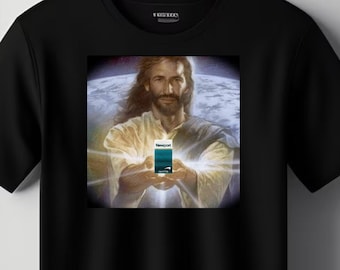 Jesus Holding Cigarettes | Newport | Funny Meme T-Shirt | Oddly Specific Shirt | Weird Shirt