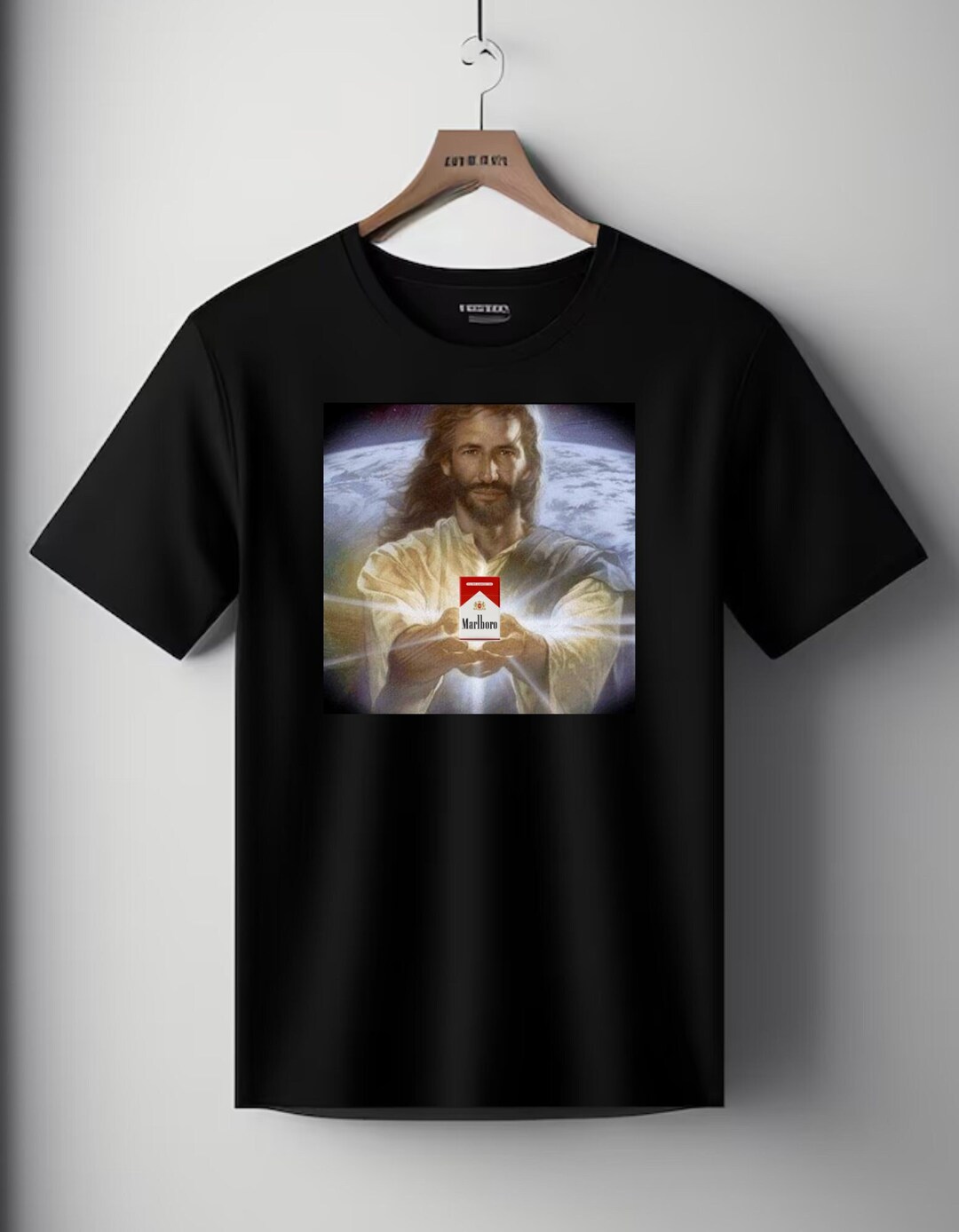 Jesus Holding Cigarettes Marlboro Funny Meme Tshirt Etsy UK